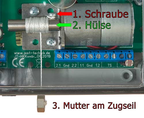Zugseil auf Motorwelle