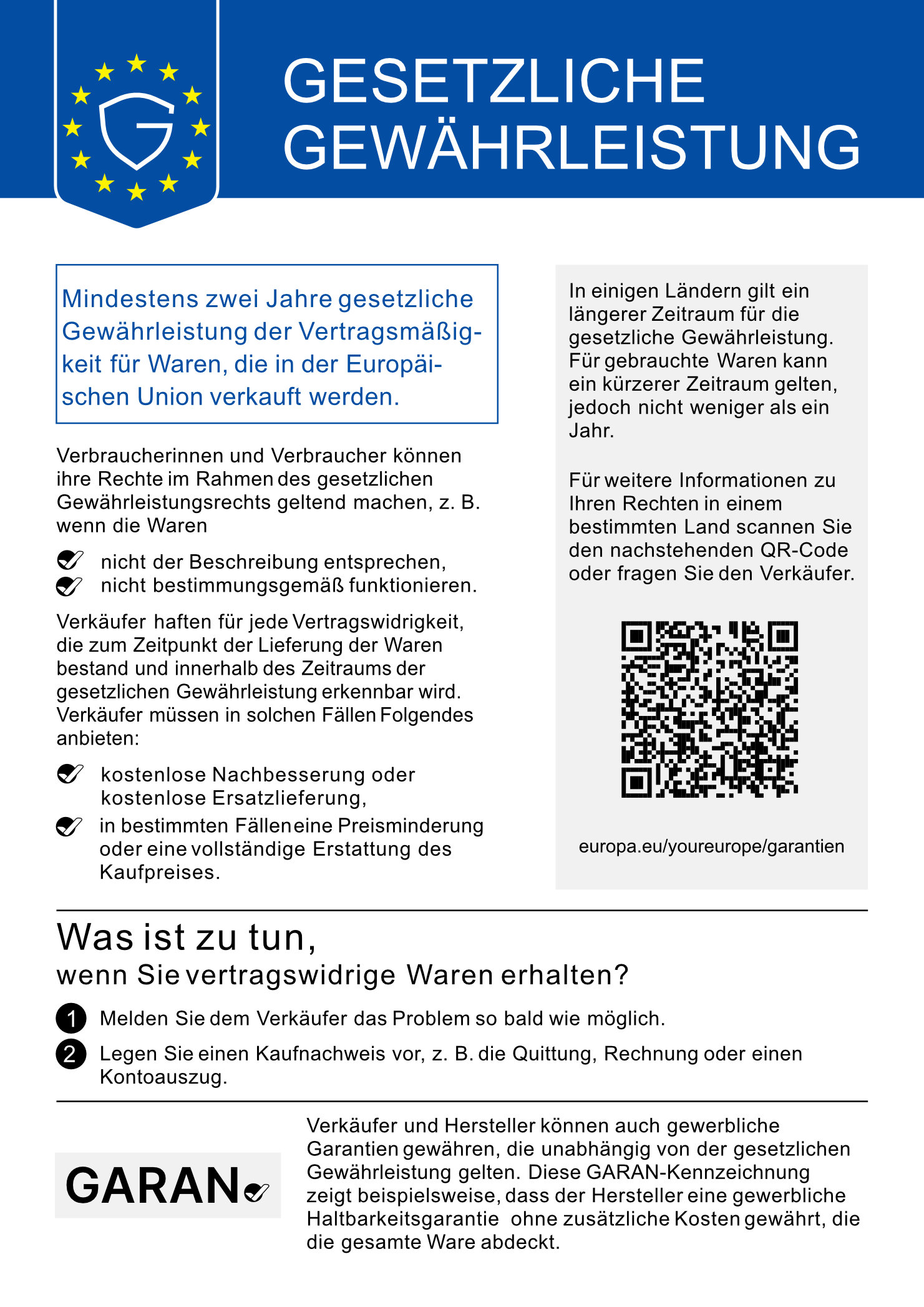 Gesetzliche Gewährleistung