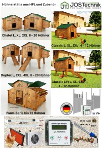 Hühnerställe aus HPL Material in verschiedenen Größen und Ausführungen für 4 - 72 Hühner ab 528,00 €