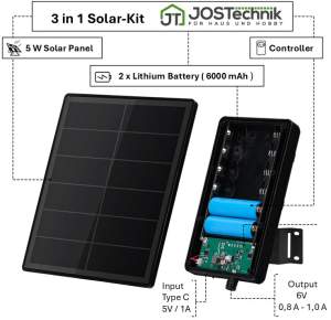 Solarpanel 5W mit integriertem Lithium Akku 6V 6000 mAh für HK-Bat