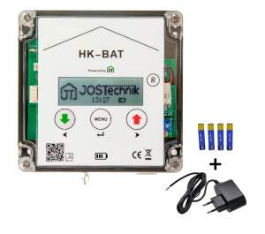 Klappensteller HK-BAT für Hühnerklappen - Batteriebetrieb oder Netzteil - mit Schaltung Anlocklicht