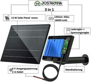 Solarpanel 12W mit integriertem Lithium Akku 6V 18000 mAh für HK-Bat