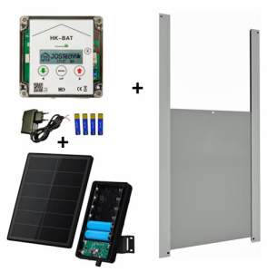 SET Klappensteller HK-BAT mit Hühnerklappen 230x340mm inkl. Solar Modul 5W Lithium Akku 6V 6000 mAh