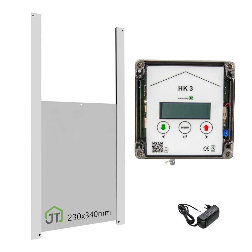 HK3 mit Hühnerklappe 230x340mm und integrierter Schaltung für Anlocklicht
