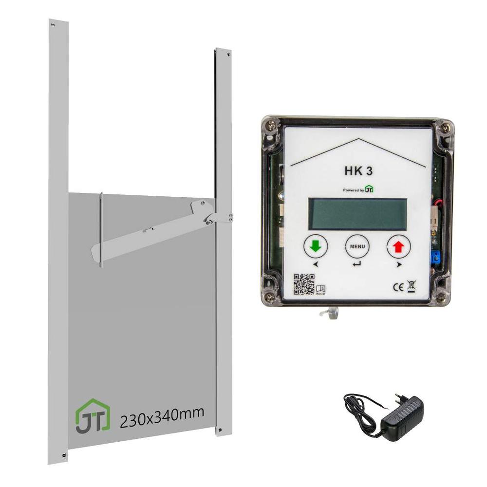 HK3 mit Hühnerklappe 230x340mm Selbstverriegelung + integrierte Schaltung Anlocklicht